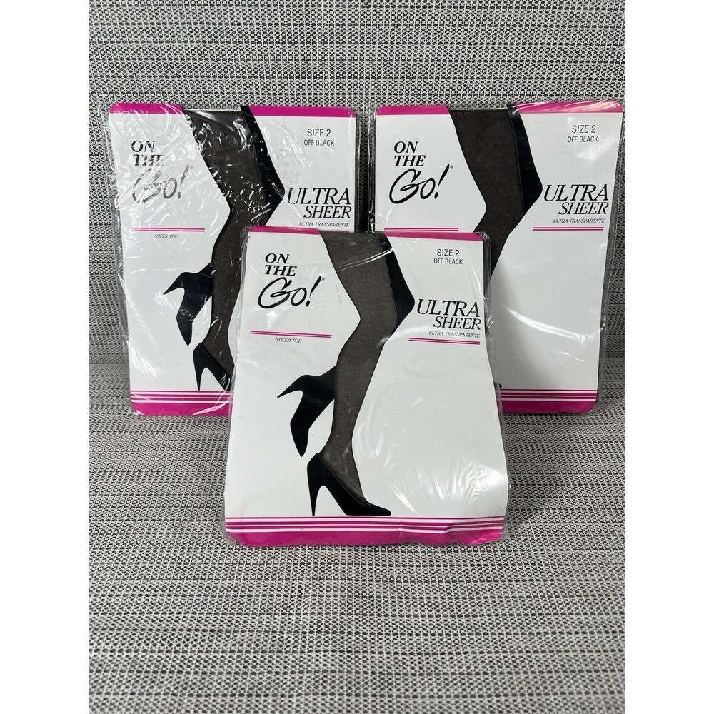 On The‎ Go! (3 Pack) Size 2 OFF BLACK ULTRA SHEER sheer Toe